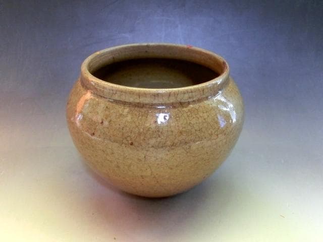 壷■合わせ箱 唐津口広壺 金継ぎ直し有り 古い花器 花瓶 置物 時代物 骨董品■