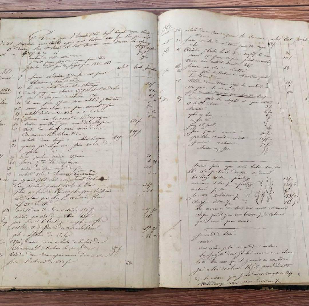 1800年代 フランス　大判帳簿１冊　c15