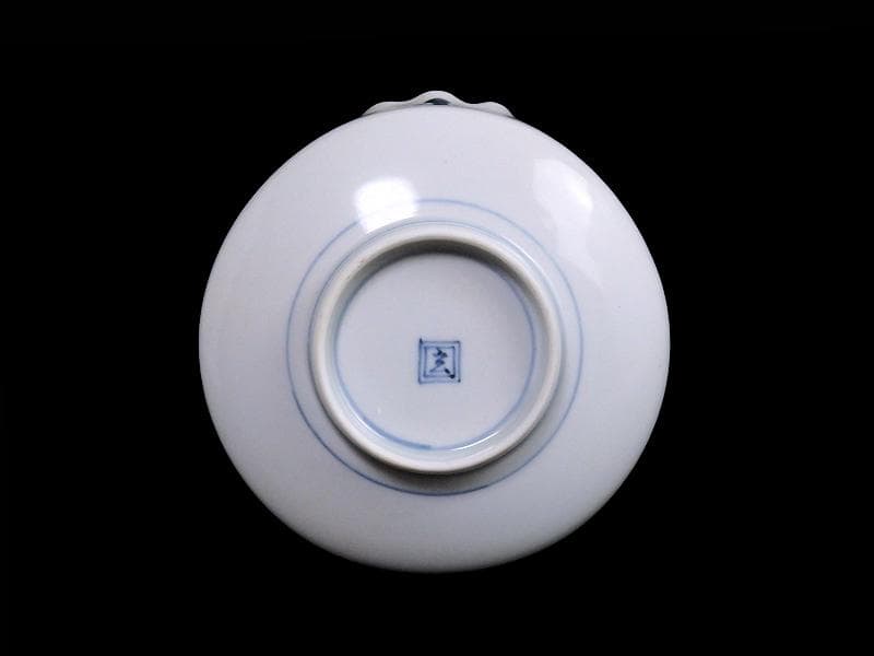 平戸　古伊万里　染付　岩に松の図　富士型変形皿　B354AS-DCk