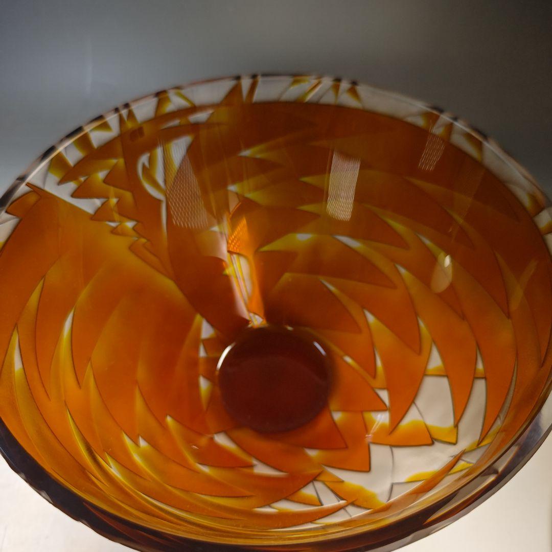 イ951 水指『硝子　ガラス　作家物　鳥文切子　水指　替蓋付』茶道具