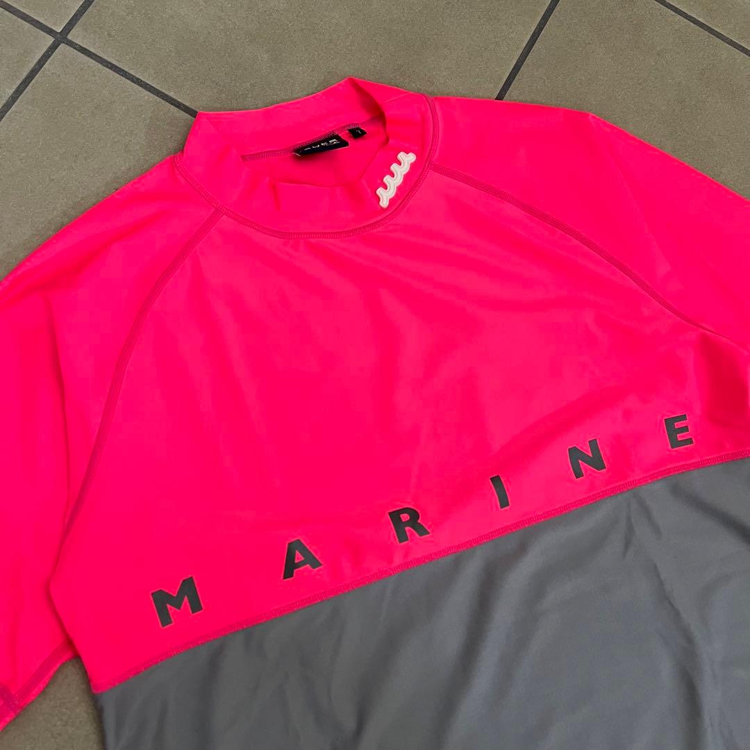 muta MARINE ムータマリン　バイカラー　ハイネック　半袖シャツ　ロゴ