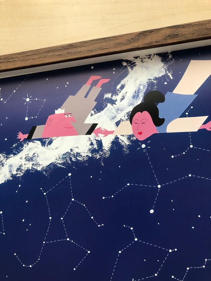 PK額装品 柳原良平 アンクル船長 にっぽん丸 天の川 織姫 A3額 ポスター風