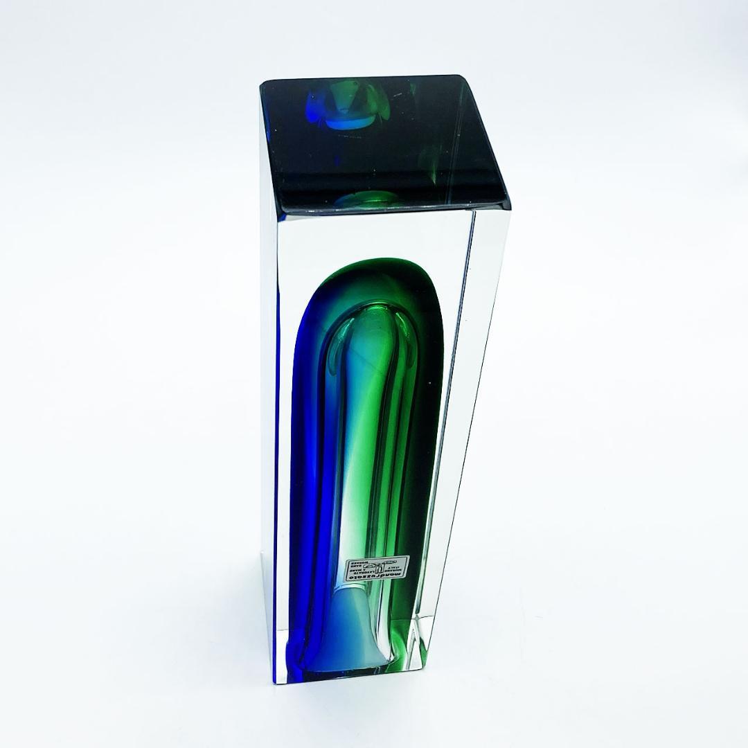 ヴェネチアガラス ムラノ マンドラザート 花瓶 一輪挿し グリーン＆ブルー