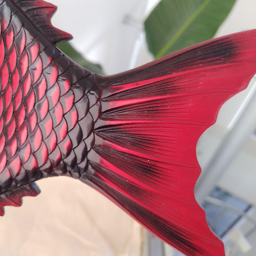 骨董品希少！美品アンティーク鯛 彫刻 菓子器 漆器 レトロ 縁起物