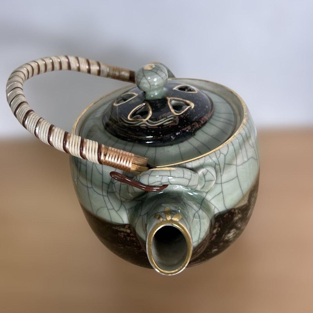 自宅保管品未使用　相馬焼 特大急須 双馬 金馬 美品　湯呑み6個付き