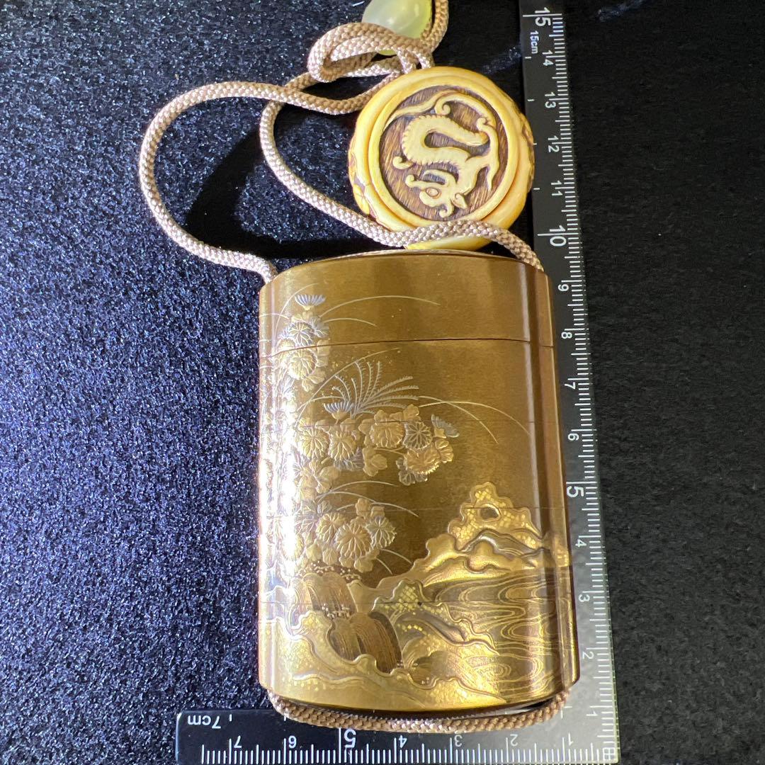 在銘　極上蒔絵　饅頭根付印籠　40g 東Y7-1219☆2Fチコチル