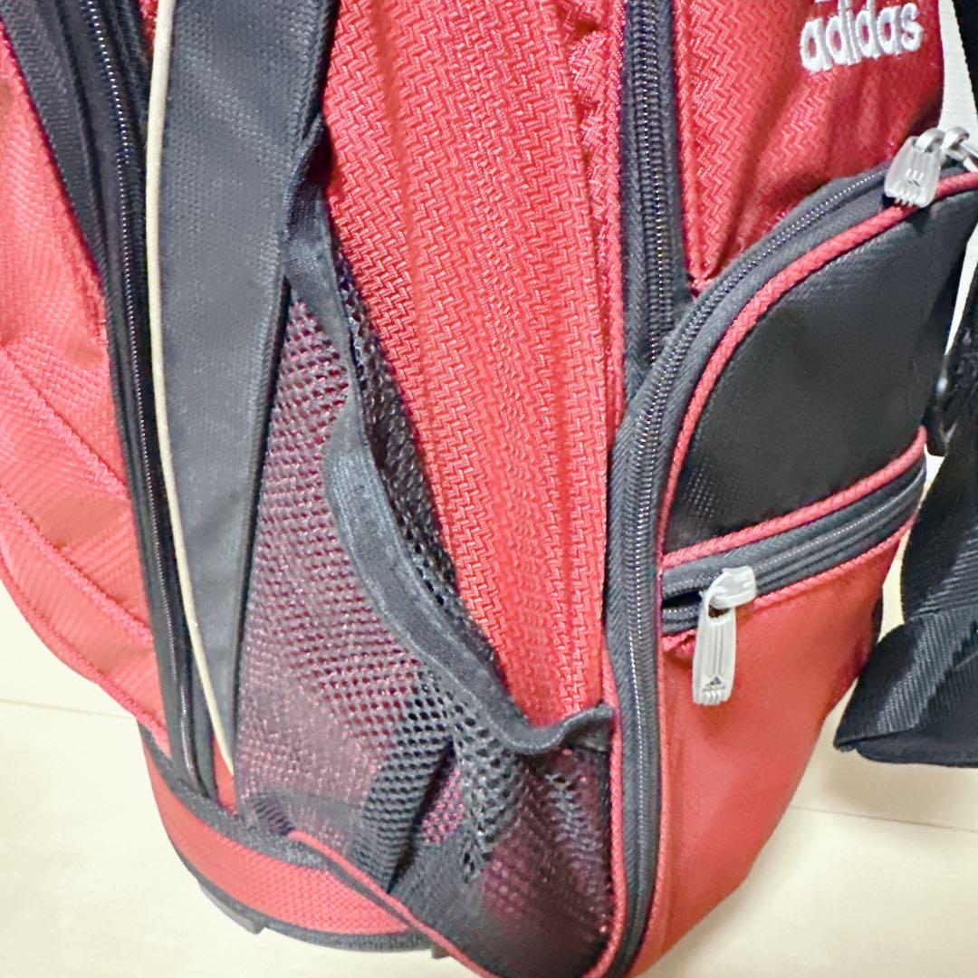 美品 adidas キャディバッグ 9.5型 6分割 軽量 レッド アディダス