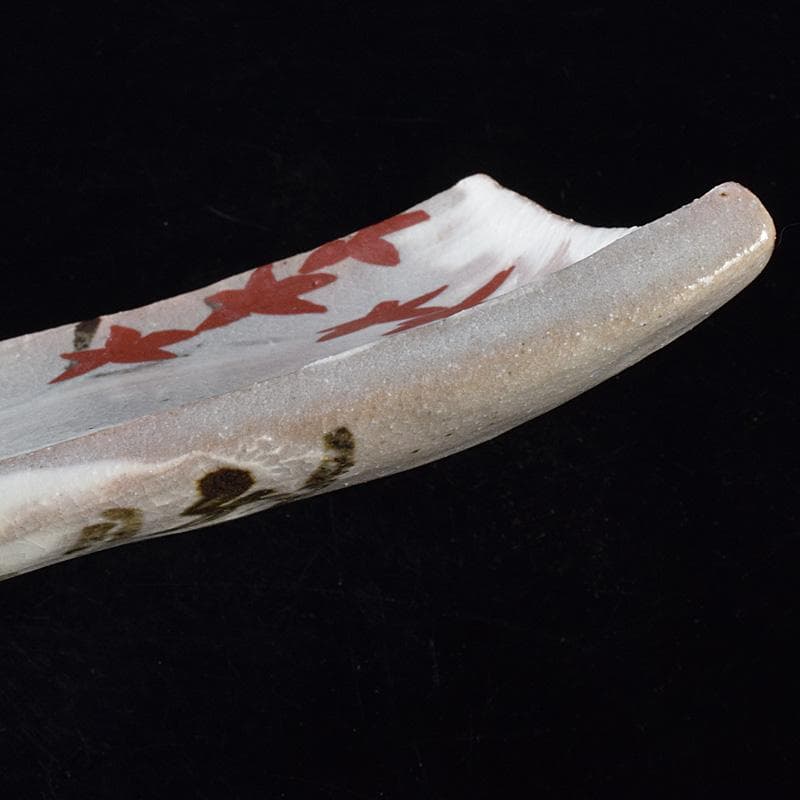 志野焼　虎渓山　水月窯　雲綿手　角皿　四客　共箱　V　R7624