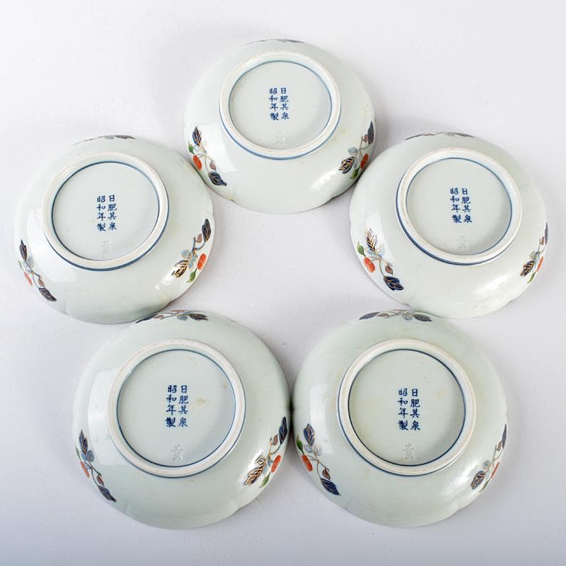 有田焼　日肥其泉作　極錦金彩古伊万里　銘々皿揃　五客　共箱　D　R5384