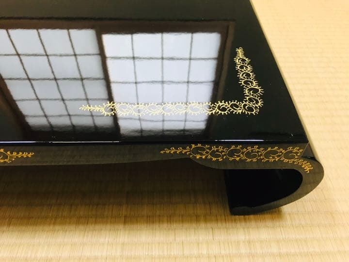 川連漆器 沈金彫り 高級花台 天然木 床の間 送料込み