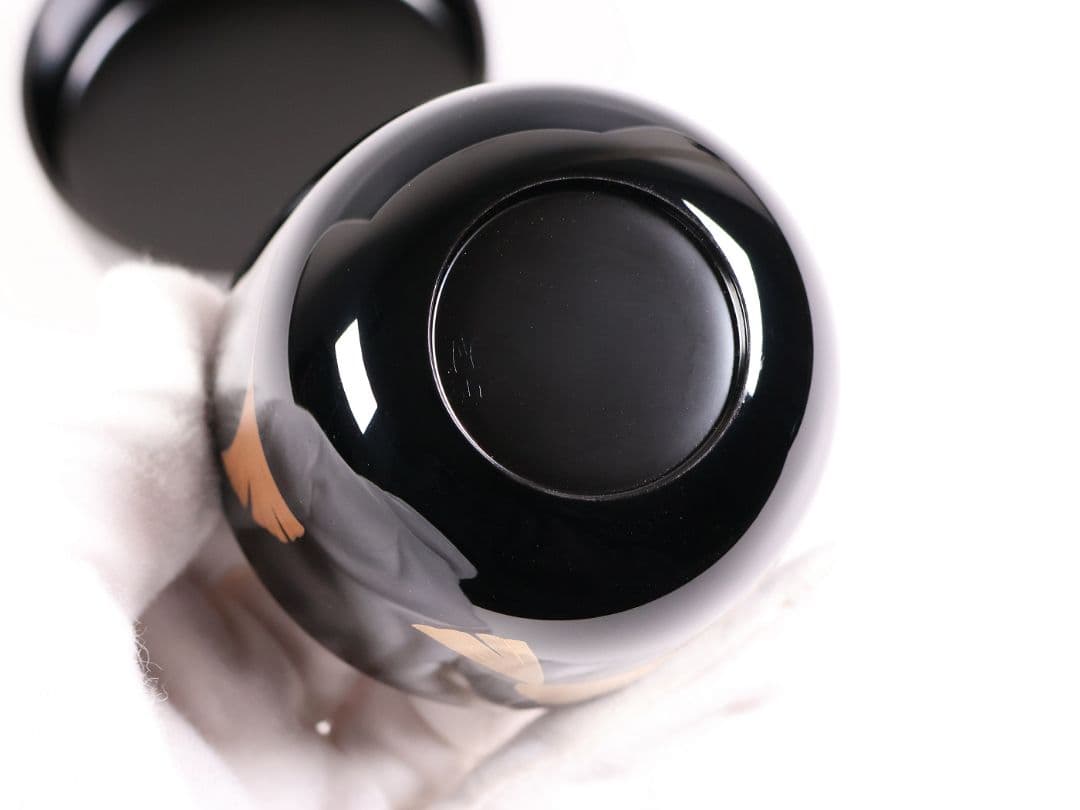 茶道具 山中塗蒔絵師 谷口博山 まどか幼稚園章蒔絵 銀杏 中棗 木製【CM338