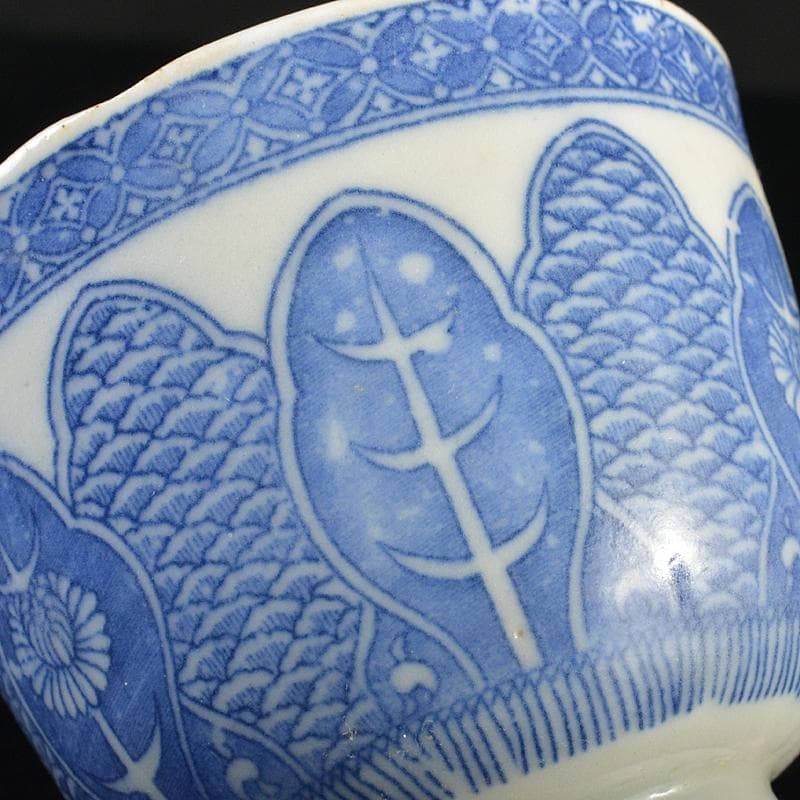 瀬戸焼　染付印判手　煎茶器　十二客　N　R7222B