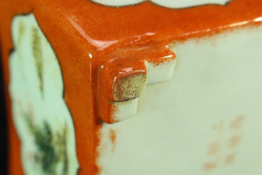 中国美術 色絵山水画 文房具 器 時代物(K-A865)