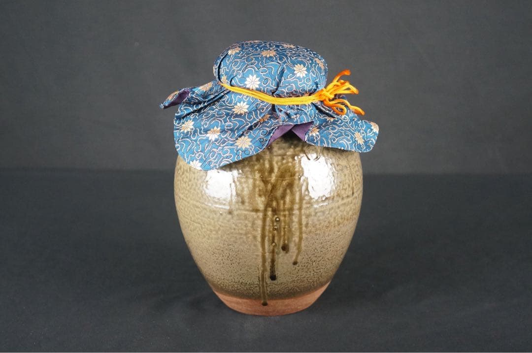 尾中窯 市野信水 作 丹波焼 茶壺 飾壺 陶印 共箱 茶道具 茶事