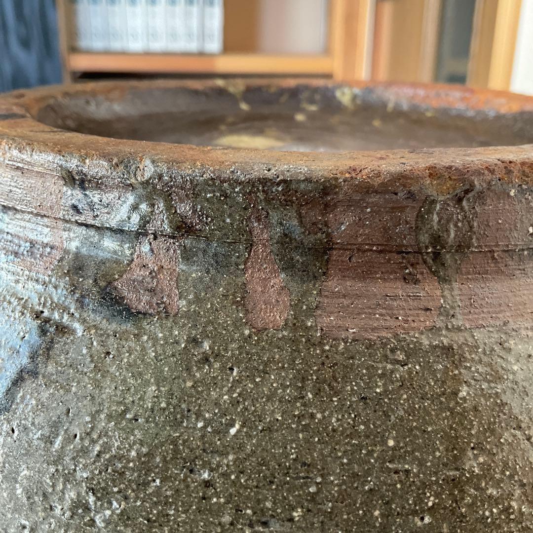 信州松代焼　初期松代焼天王山窯屋号入甕　江戸時代中期(文化文政頃)頃