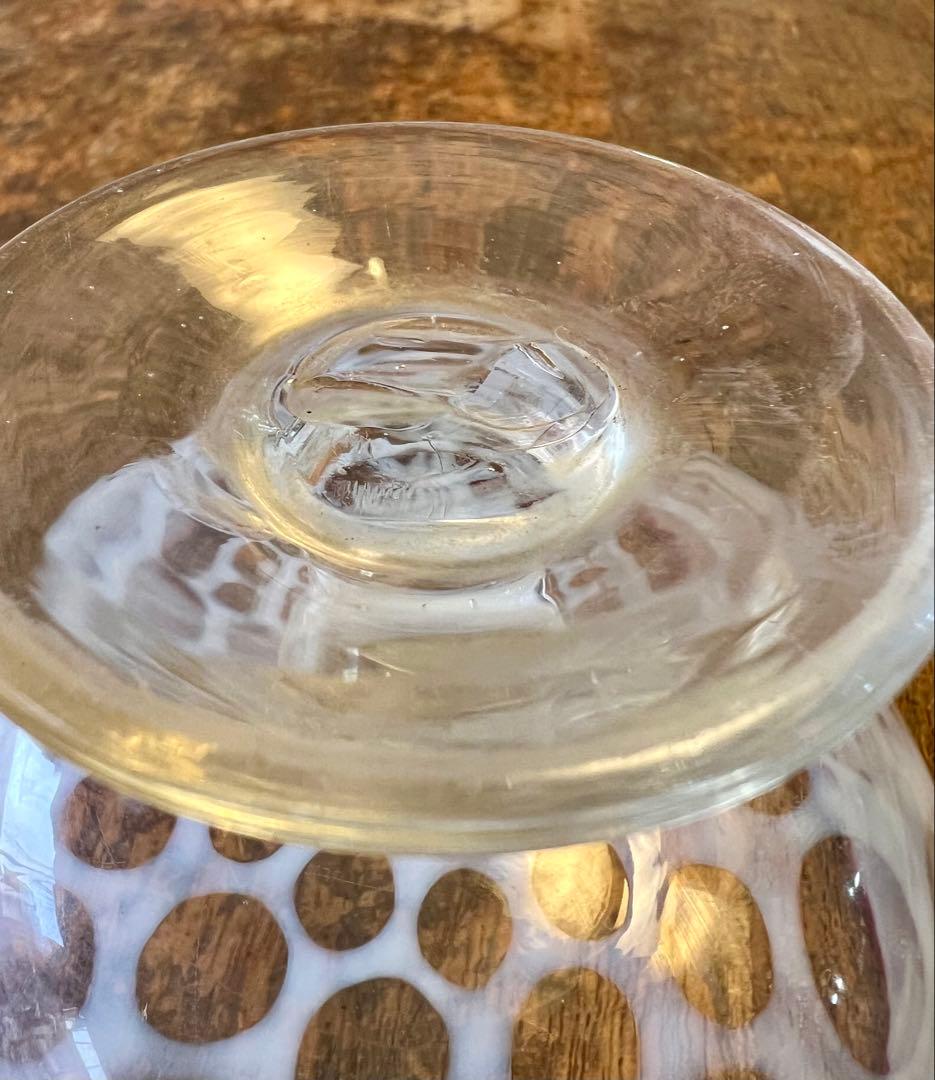 大正ロマン　赤縁水玉紋氷コップ　和ガラス　アンティーク　古道具