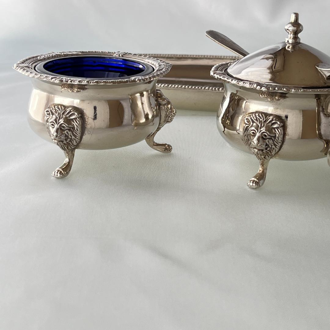 【英国】ライオンのコンディメントセット 専用スプーン / ガラスライナー