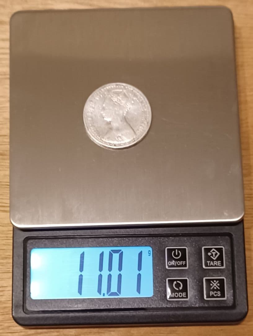 【1879年(147年前)】イギリス ゴシックフローリン銀貨 銀品位(.925)