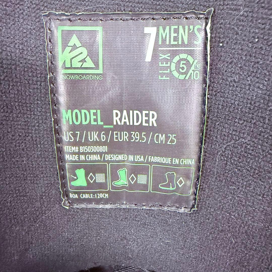 未使用品　K2 スノーボードブーツ RAIDER レイダー 25cm
