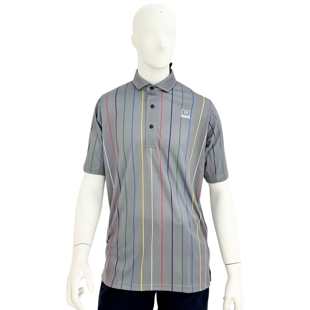 エリートグリップ　ラフウォーター　ポロシャツ　ストライプ　グレー　Lサイズ