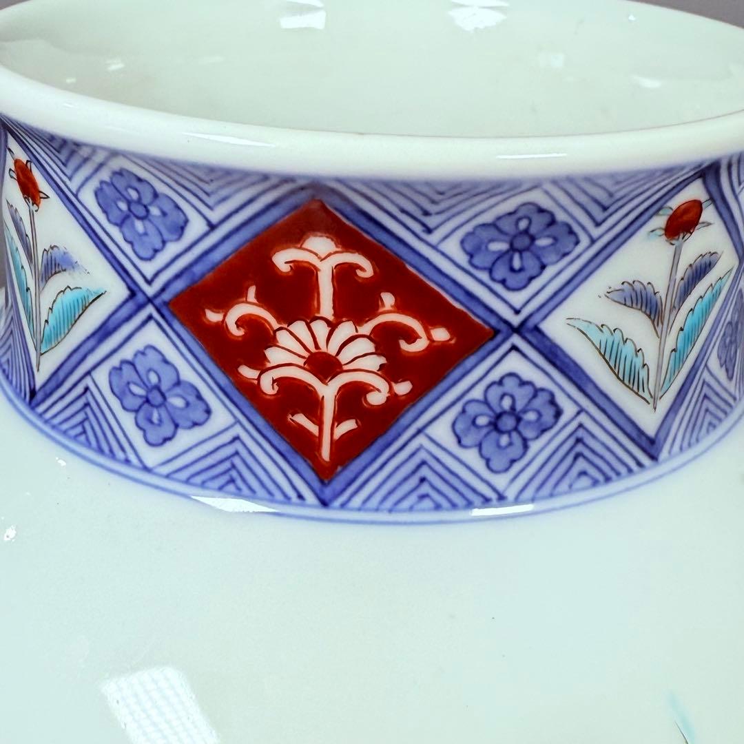 大正～昭和初期　柿右衛門　染錦柳小鳥絵丸胴型花器　共箱　渦福　小畑秀吉