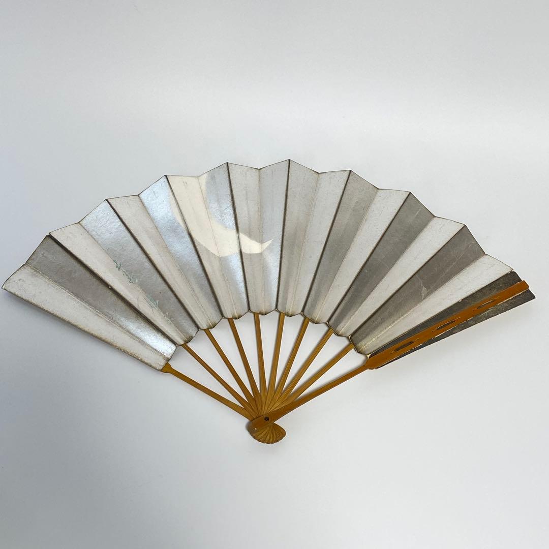 【52】舞扇子 十松屋福井扇鋪 紙箱付 金 銀 満月 三日月 月