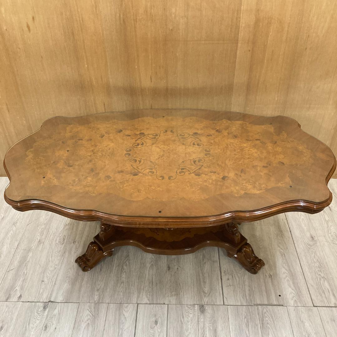 イタリア　象嵌　彫刻　大型ダイニングテーブル　200ｃｍ