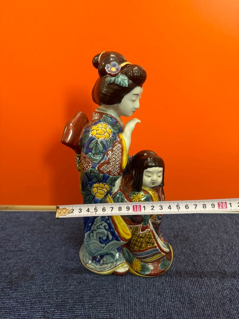 1780 古九谷焼　色絵母子人形　置物　時代物