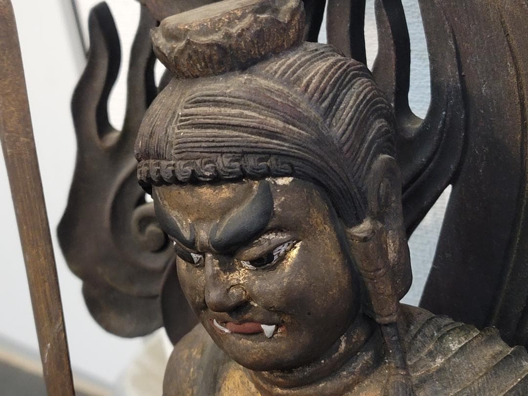 DT595 古い 木彫 不動明王像 95cm 迫力ある逸品