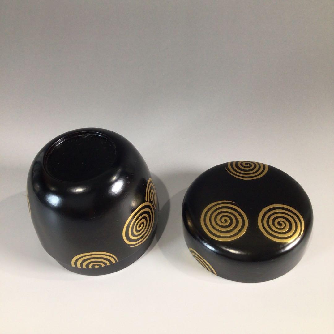 Ｐ４１８　棗　『中林香雪作』『淡々斎好』『渦蒔絵』『中棗』　共箱　茶道具