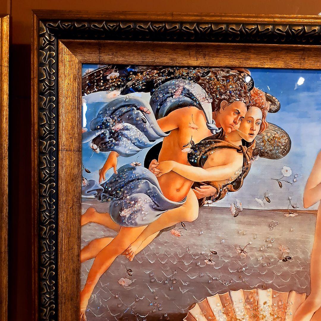 輸入雑貨　天然水晶石　ボッティチェリ作　『ヴィーナス誕生』　クリスタルアート