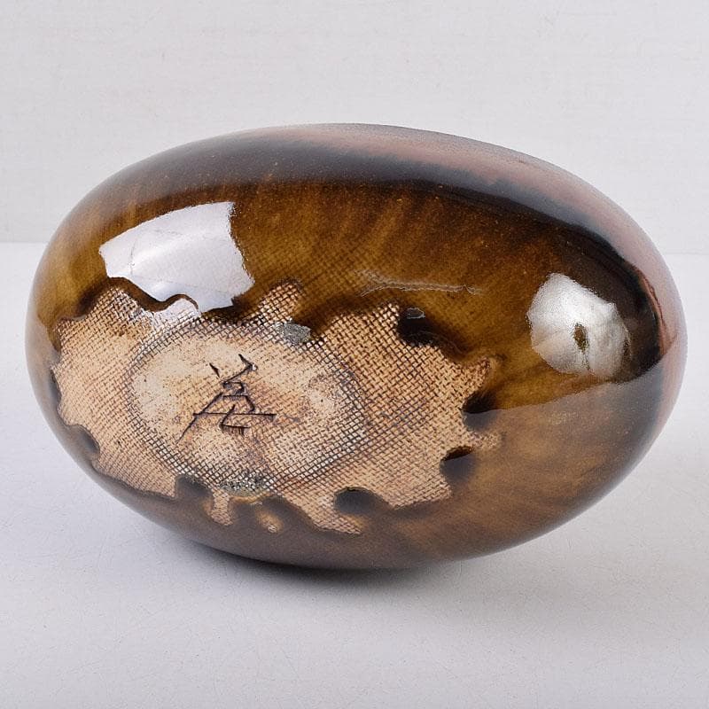 神谷英介　鉄彩扁壷　共布共箱　V　R8924