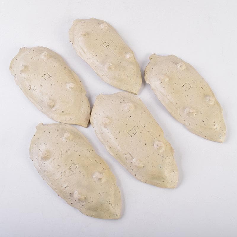 北大路魯山人作　織部焼　木之葉皿　五客　共箱　U　R8974