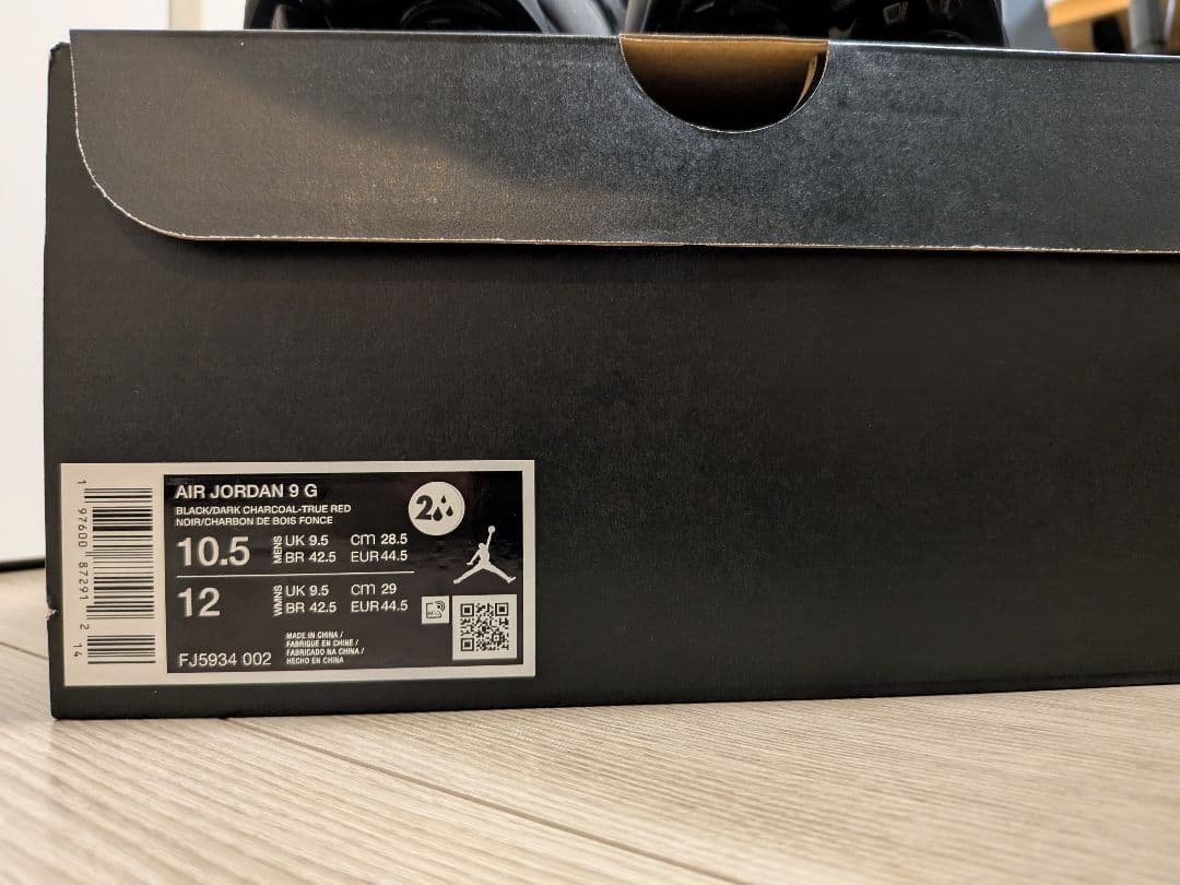 【新品】AJ 9 G BLACK/DARK CHARCOAL-TRUE RED