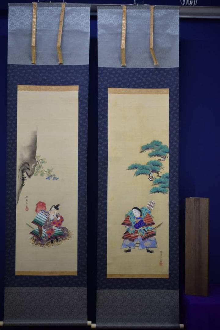 真作/喜多武一/極細色/神功皇后図/双幅/布袋屋掛軸HF-788