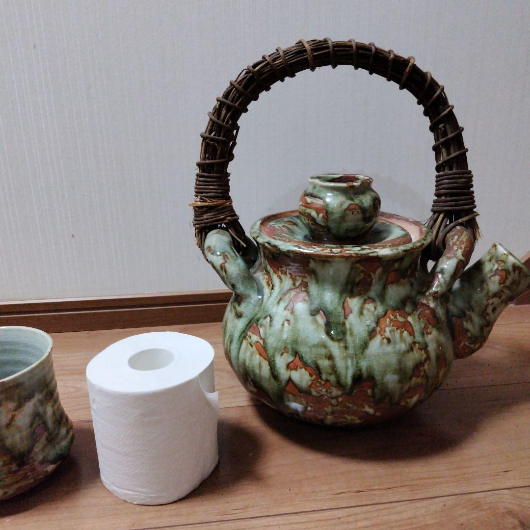 巨大陶器製急須と巨大湯呑みセット 森山焼