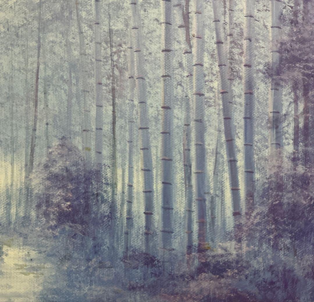 絵画・額縁・油絵・山本裕之・竹林・F4号・美術品・インテリア・雑貨