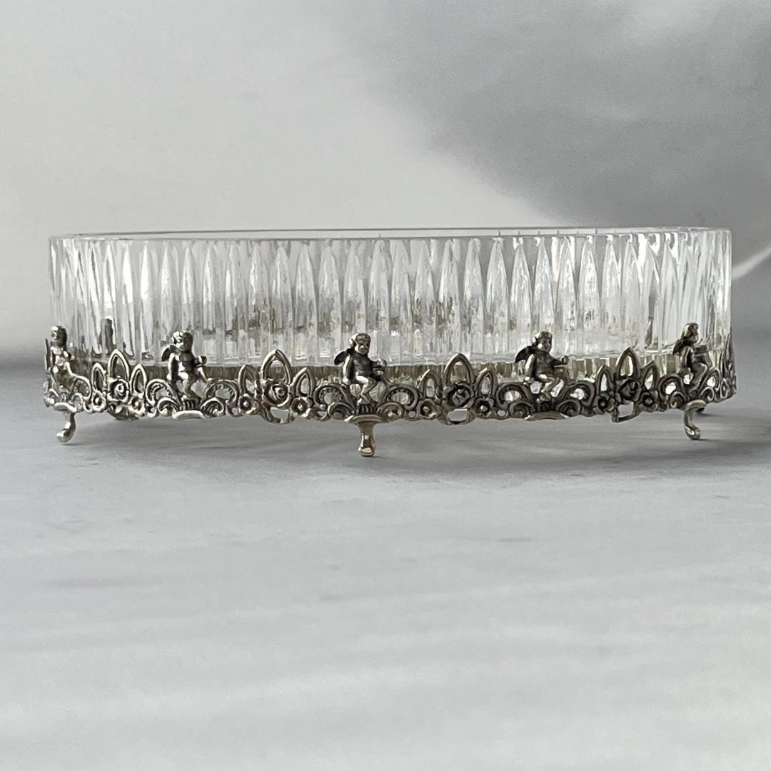 【ALBO】【純銀 / ガラス】天使と薔薇 オーバルのオーナメント 16.5cm