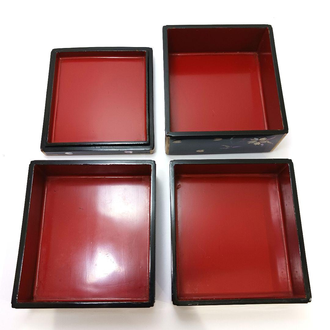 Y2447-6 長崎螺鈿 青貝蒔絵 三段重箱 共箱　う