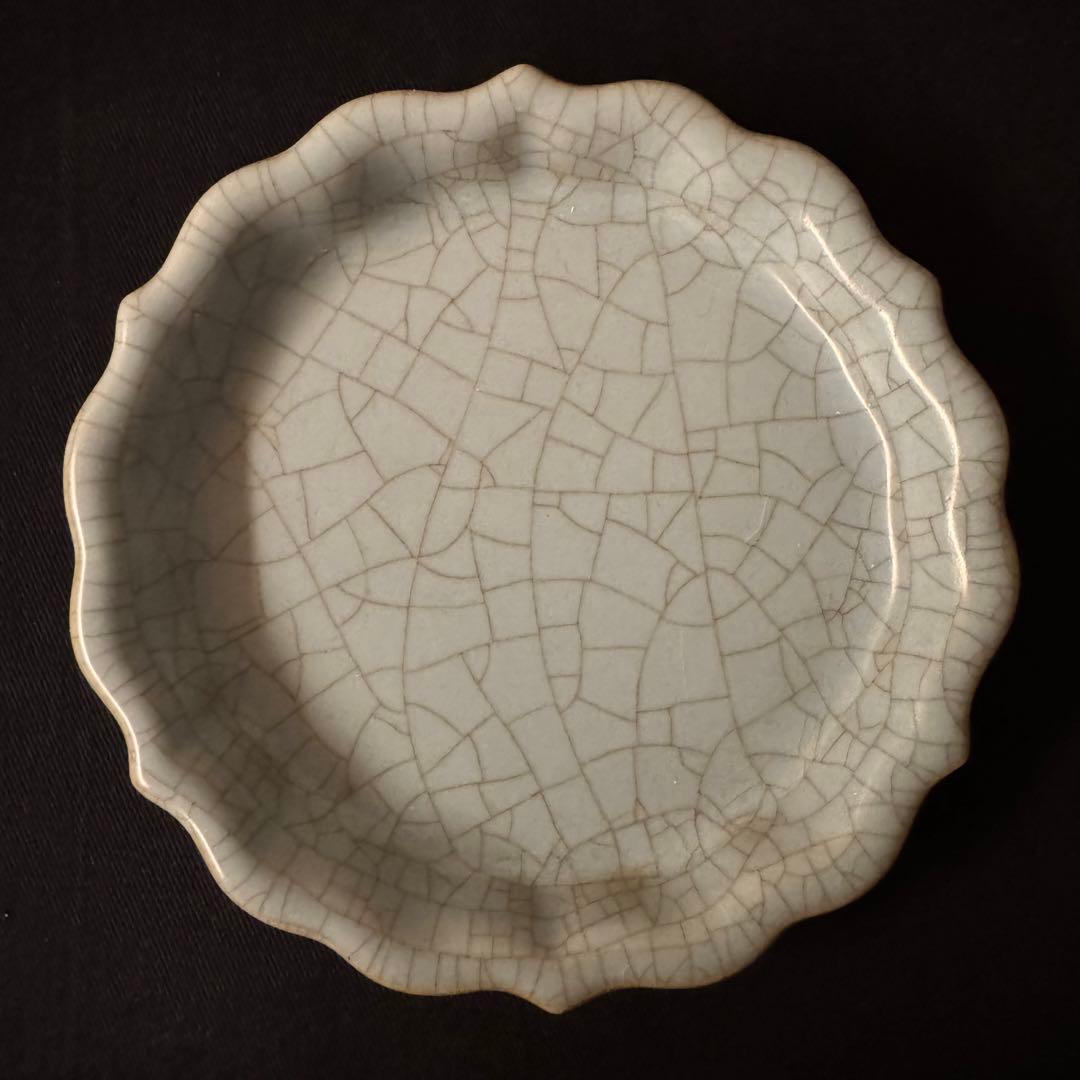 弓野窯　人間国宝　中島宏　青磁輪花　青磁　皿　2枚　中島ブルー