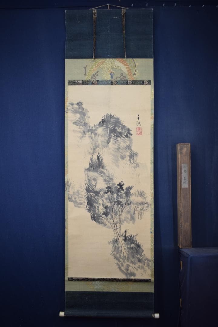 【真作】春木南湖/山水人物図/山水幽居図/掛軸☆宝船☆Y-590　JM