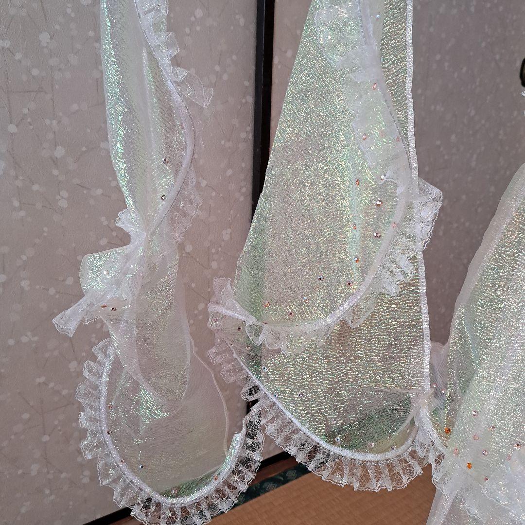 社交ダンスドレス ホワイト ビーズ装飾