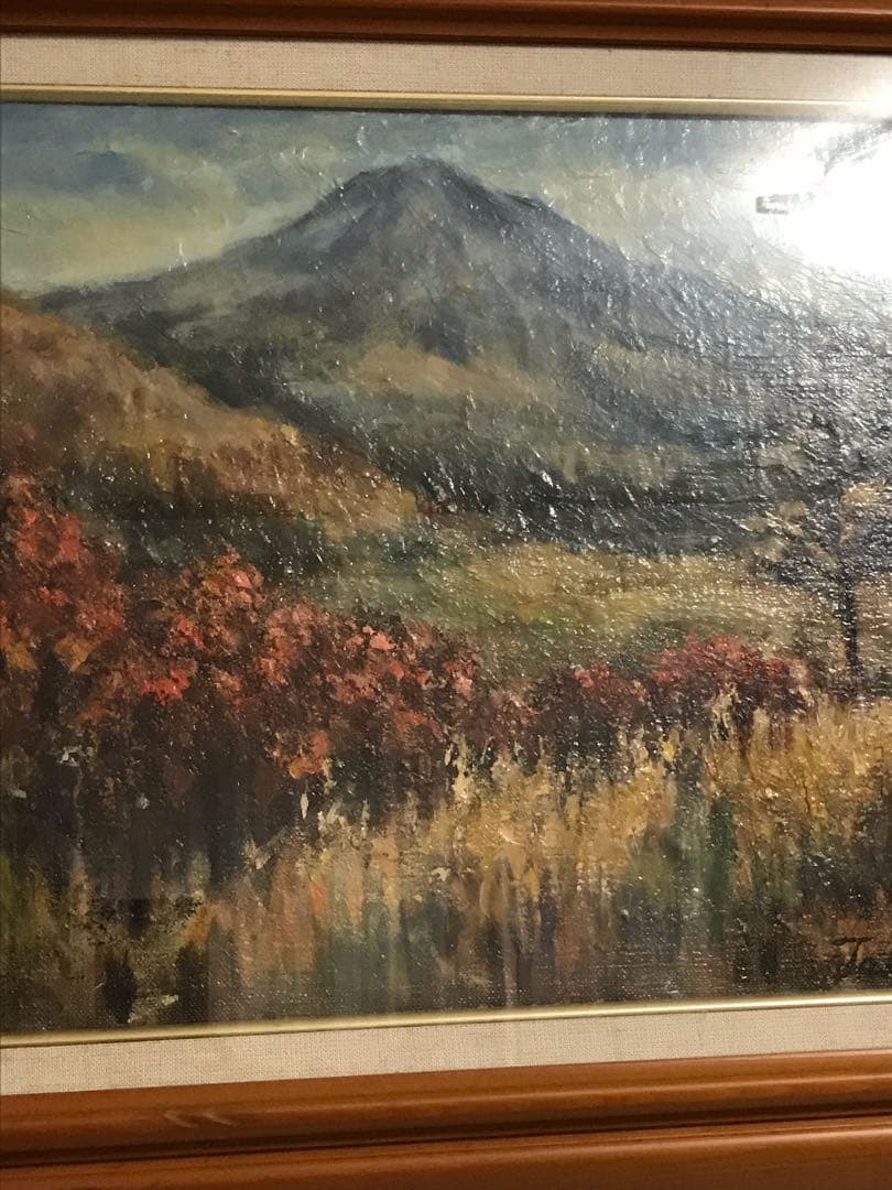 ❤️送料込値下げ❤️絵画★謎の山の冬景色★ガラス額入り