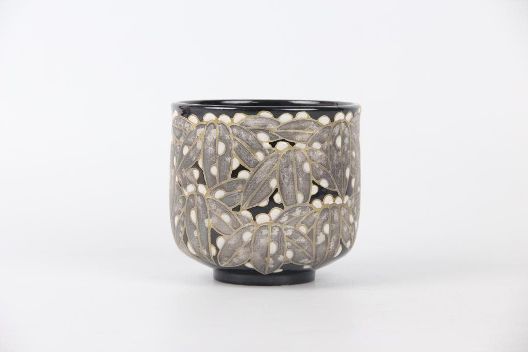 京焼　八世乾山　山本如仙作品　笹　雪笹絵　共箱　茶道具 本物保証 EN21-27