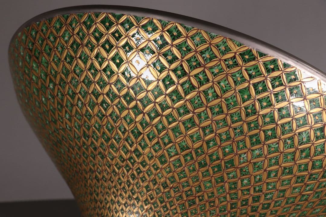 有田焼 龍右衛門 染錦金地紋 深鉢 幅40cm 小紋づくし 大鉢 MA203