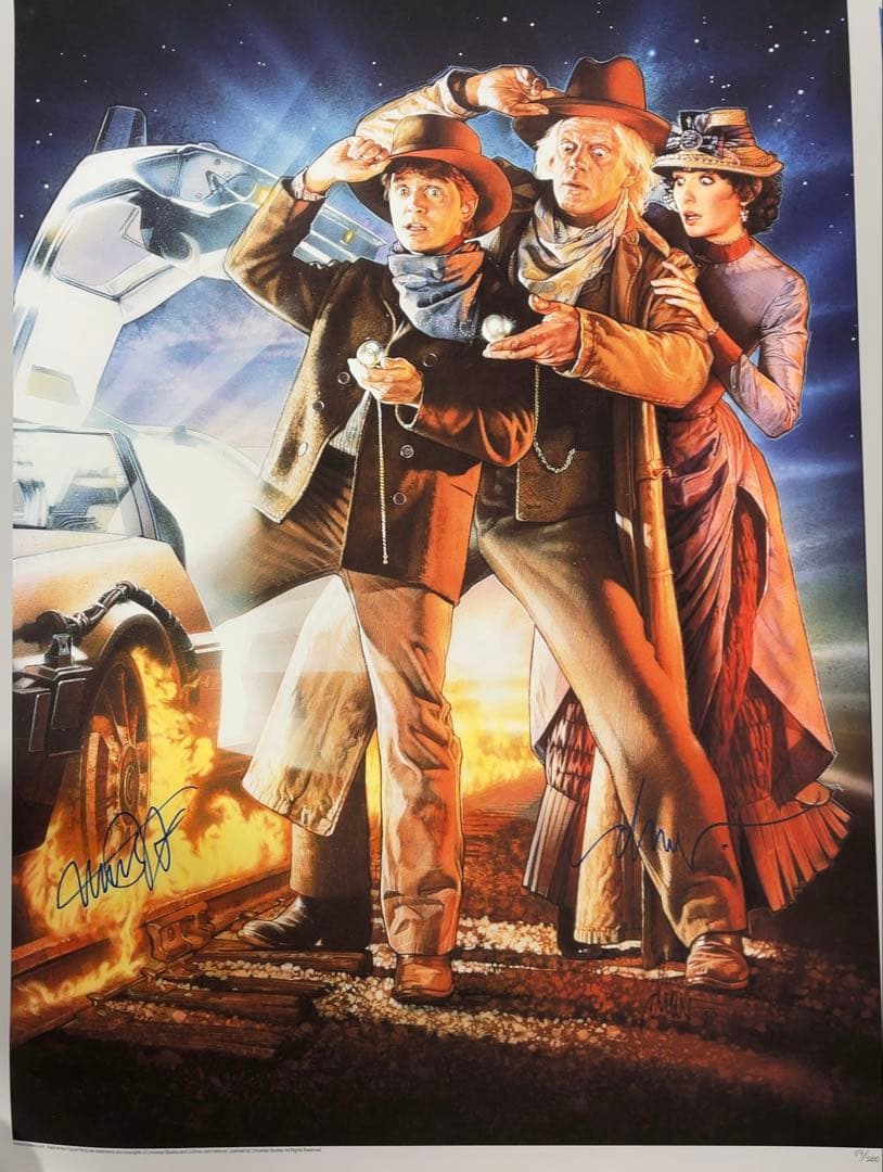 マイケルJフォックス　ドリューストルーザン　直筆サイン　バックトゥザフューチャー