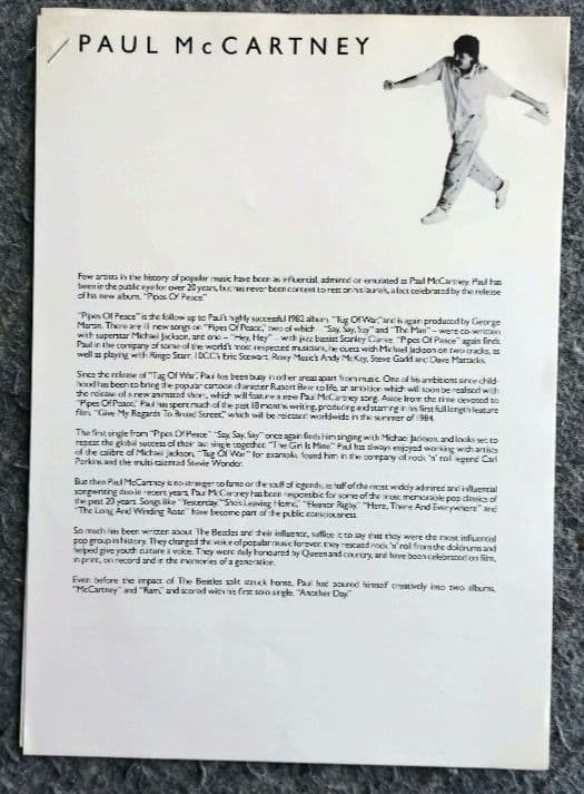 ポール・マッカートニー『パイプス・オブ・ピース』プロモーション・プレスキット