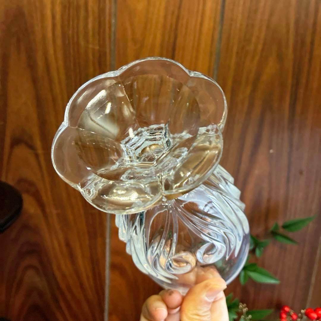 骨董　レトロ　乳白色暈し　ハートプレス紋　チューリップ型　パフェグラス　氷コップ