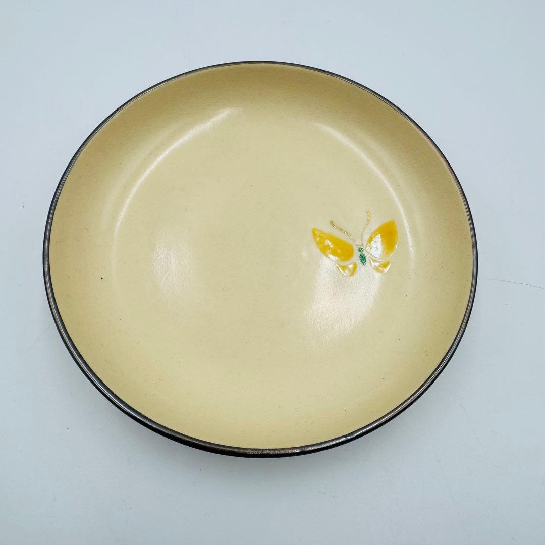 【仁清写　永楽善五郎　皿　五客　蝶　共箱】骨董　アンティーク　インテリア