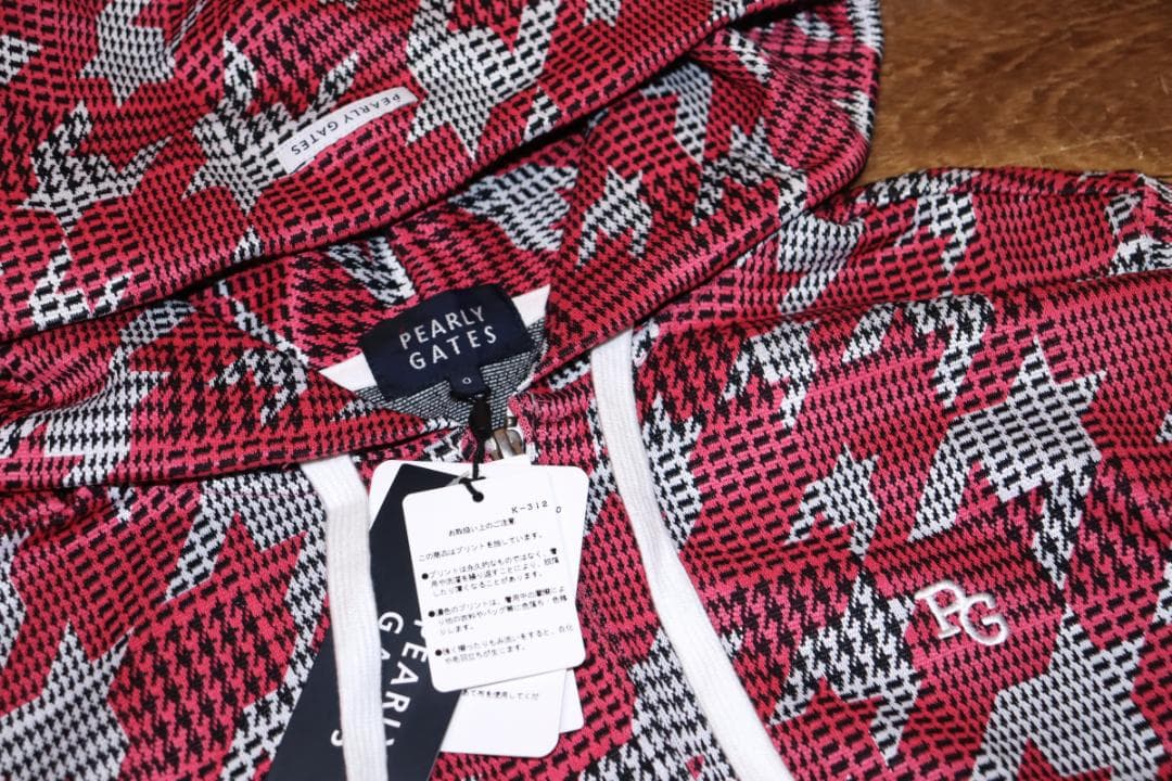 新品 パーリーゲイツ グレンチェック千鳥柄 フルジップフーディー 0サイズ　Ⓗ
